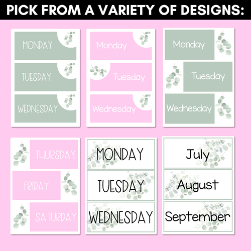 Resource preview 4 for EUCALYPTUS DECOR Days & Months Displays