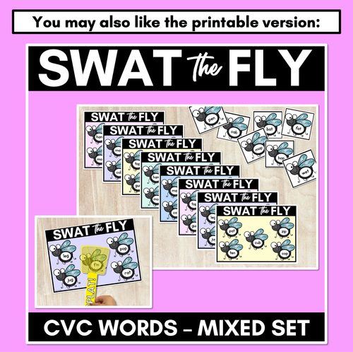 Resource preview 4 for FLY SWAT CVC WORD DIGITAL SLIDES - Set 2 - Mixed CVC Words - Digital Phonics