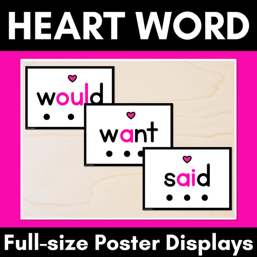 Resource preview 1 for Heart Word Full-Size Posters 