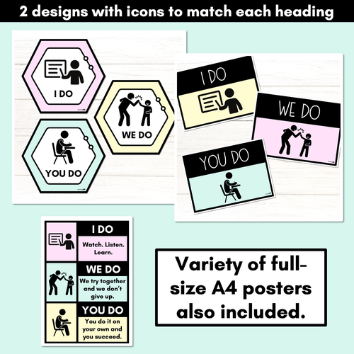 Resource preview 2 for Gradual Release of Responsibility Posters [ I Do You Do We Do ] - Pastel Decor FREEBIE