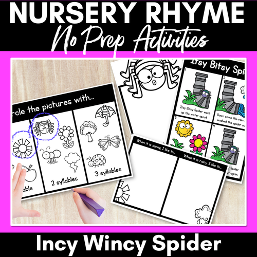 Resource preview 1 for Incy Wincy Spider Nursery Rhyme Worksheets