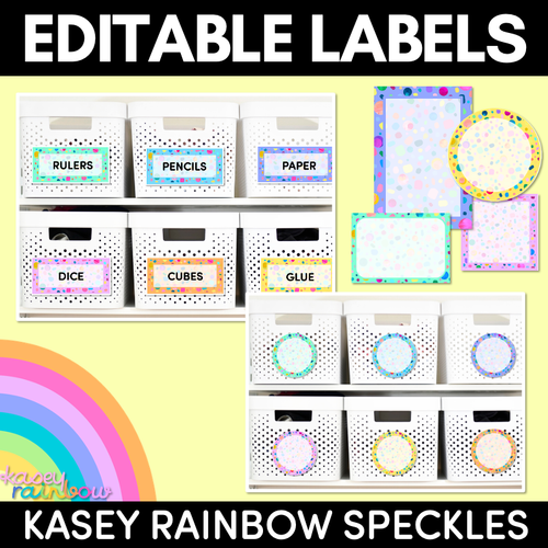 Resource preview 1 for EDITABLE LABELS- The Kasey Rainbow Collection - RAINBOW SPECKLES