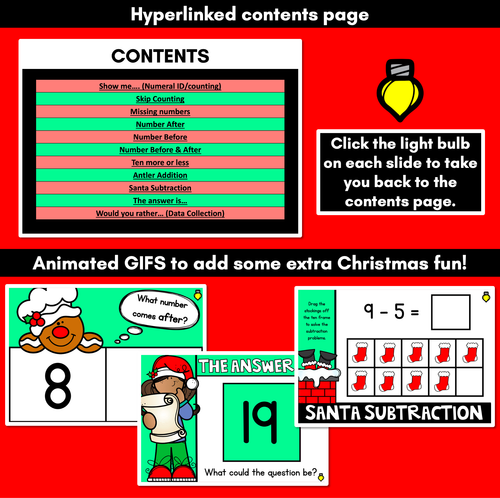 Resource preview 4 for Christmas Activities Kindergarten | Christmas Math PowerPoint
