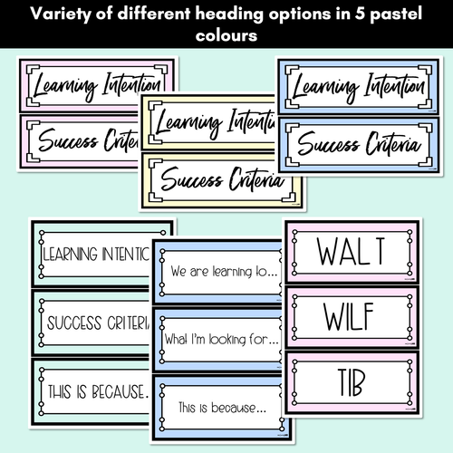 Resource preview 3 for Learning Intentions & Success Criteria - LISC Posters - Pastel Decor FREEBIE