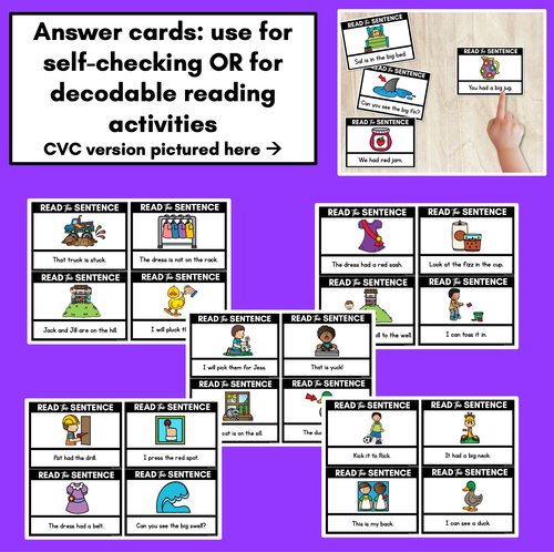 Resource preview 3 for LL SS FF ZZ CK Decodable Sentences - Read, Match & Write