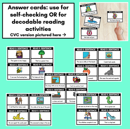 Resource preview 3 for Long Vowel E Word Decodable Sentences - Read, Match & Write