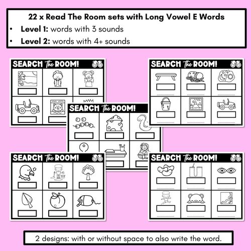 Resource preview 2 for READ THE ROOM - Decodable Words Phonics Activity - Long Vowel E Words 