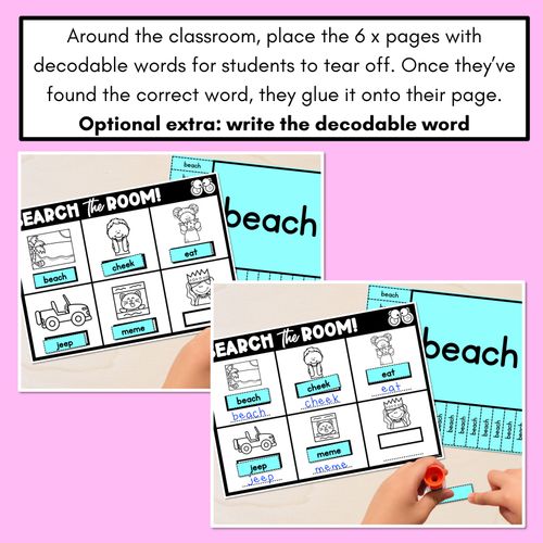 Resource preview 4 for READ THE ROOM - Decodable Words Phonics Activity - Long Vowel E Words 