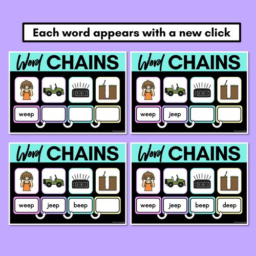 Resource preview 3 for Long Vowel E Word Chains for Beginning, Middle & End Sounds - Decodable PowerPoint
