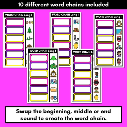 Resource preview 2 for Long Vowel I Word Chains for Beginning, Middle & End Sounds-Decodable Activities 