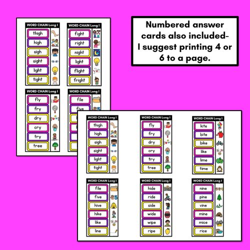 Resource preview 3 for Long Vowel I Word Chains for Beginning, Middle & End Sounds-Decodable Activities 