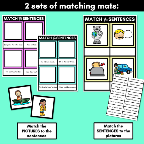 Resource preview 2 for Long Vowel O Decodable Sentences Mats - Read & Match