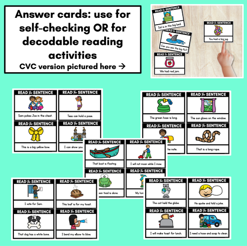 Resource preview 3 for Long Vowel O Decodable Sentences - Read and Match