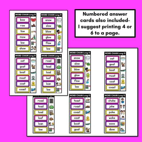 Resource preview 3 for Long Vowel O Word Chains for Beginning, Middle & End Sounds-Decodable Activities  
