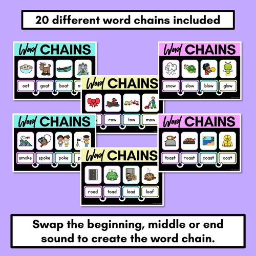 Resource preview 2 for Long Vowel O Word Chains for Beginning, Middle & End Sounds - Decodable PowerPoint 