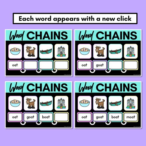Resource preview 3 for Long Vowel O Word Chains for Beginning, Middle & End Sounds - Decodable PowerPoint 