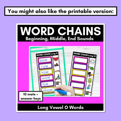 Resource preview 4 for Long Vowel O Word Chains for Beginning, Middle & End Sounds - Decodable PowerPoint 