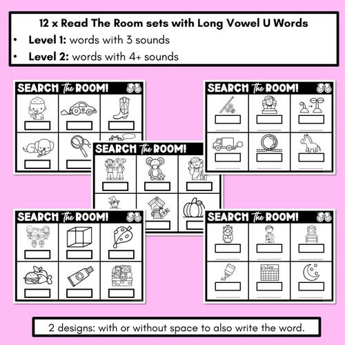 Resource preview 2 for READ THE ROOM - Decodable Words Phonics Activity - Long Vowel U Words 