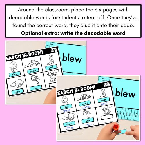 Resource preview 4 for READ THE ROOM - Decodable Words Phonics Activity - Long Vowel U Words 