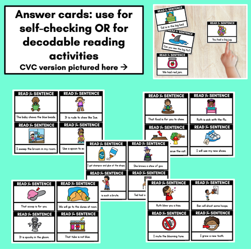 Resource preview 3 for Long Vowel U Decodable Sentences - Read and Match