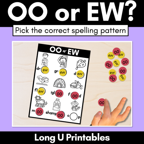 Resource preview 1 for OO or EW - Pick the correct spelling pattern - Long U Printables