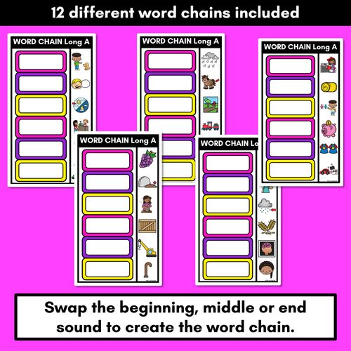 Resource preview 2 for Long Vowel A Word Chains for Beginning, Middle & End Sounds-Decodable Activities 