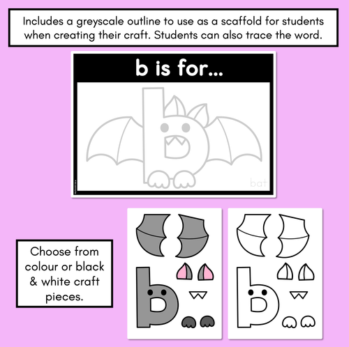 Resource preview 2 for Beginning Sound Crafts - LOWERCASE Letter B - B is for Bat