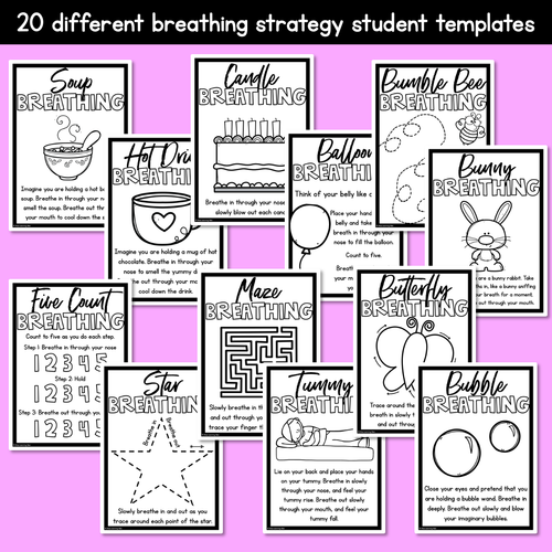Resource preview 3 for Mindful Breathing Exercises for Kids - Breathing Strategies Student Templates