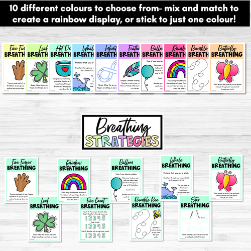 Resource preview 4 for Rainbow Breathing Exercises for Kids - Mindful Breathing Strategies Posters