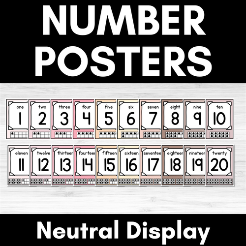 Resource preview 1 for Number Posters NEUTRAL COLOURS