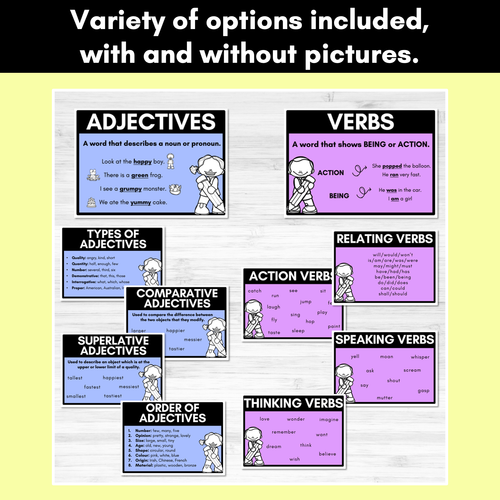 Resource preview 3 for Parts of Speech Posters RAINBOW
