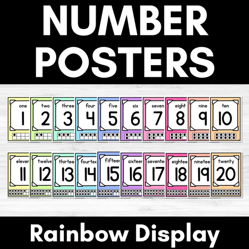 Resource preview 1 for Number Posters RAINBOW