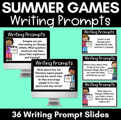 Resource preview 1 for Summer Games Writing Prompts - Editable Summer Games Writing Prompt Slides