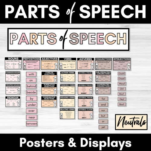 Resource preview 1 for Parts of Speech Posters NEUTRAL COLOURS