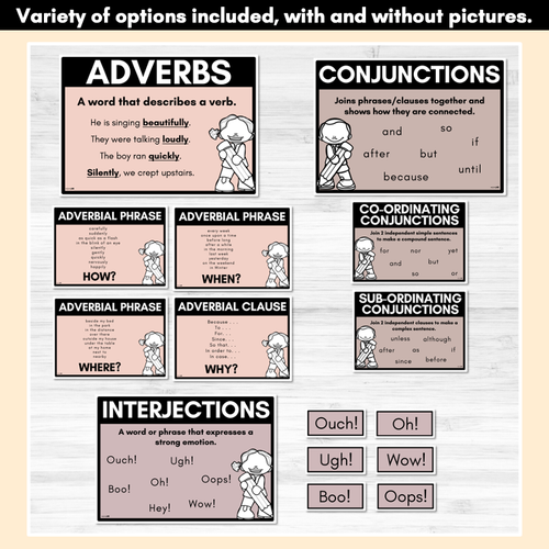 Resource preview 4 for Parts of Speech Posters NEUTRAL COLOURS