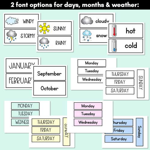 Resource preview 3 for PASTEL CLASSROOM DECOR Calendar and Weather Display