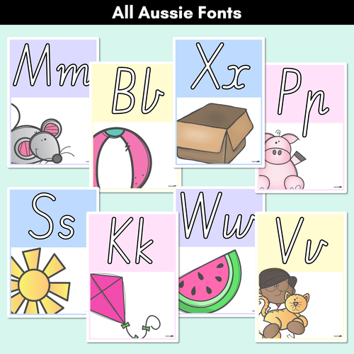 Resource preview 2 for PASTEL CLASSROOM DECOR Alphabet Posters - All Aussie Fonts