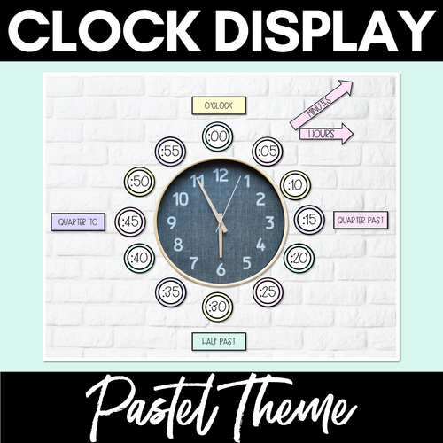 Resource preview 1 for PASTEL CLASSROOM DECOR Clock Display