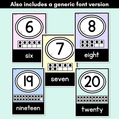 Resource preview 2 for PASTEL CLASSROOM DECOR Number Posters
