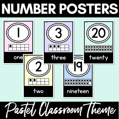 Resource preview 1 for PASTEL CLASSROOM DECOR Number Posters