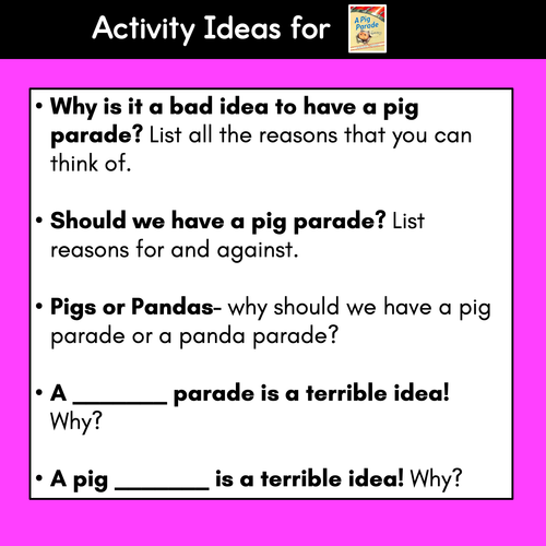 Resource preview 3 for Persuasive Writing Templates & Slides - A Pig Parade is a Terrible Idea!