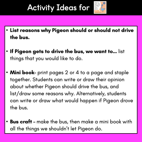 Resource preview 3 for Persuasive Writing Templates & Slides - Don't Let The Pigeon Drive The Bus