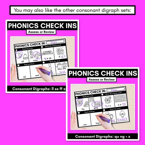 Resource preview 4 for PHONICS CHECK INS - Consonant Digraphs ch sh th wh - No Prep Phonics Assessments 