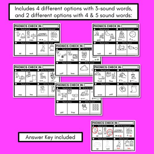 Resource preview 3 for PHONICS CHECK INS - Consonant Digraphs ll ss ff zz ck - No Prep Phonics Assessments  