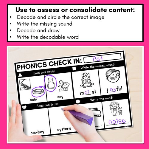 Resource preview 2 for PHONICS CHECK INS - Diphthong OI OY - No Prep Phonics Assessments 