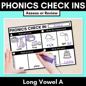 PHONICS CHECK INS - Long Vowel A - No Prep Phonics Assessments 
