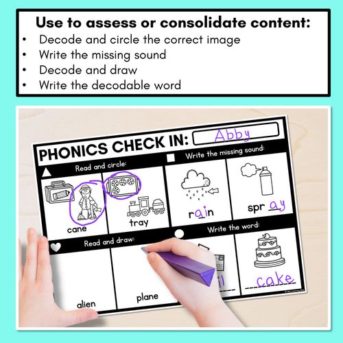 Resource preview 2 for PHONICS CHECK INS - Long Vowel A - No Prep Phonics Assessments 
