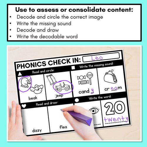 Resource preview 2 for PHONICS CHECK INS - Long Vowel E - No Prep Phonics Assessments 