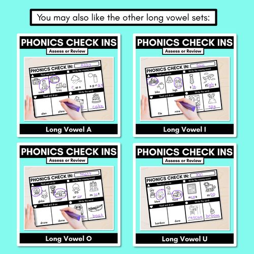 Resource preview 4 for PHONICS CHECK INS - Long Vowel E - No Prep Phonics Assessments 