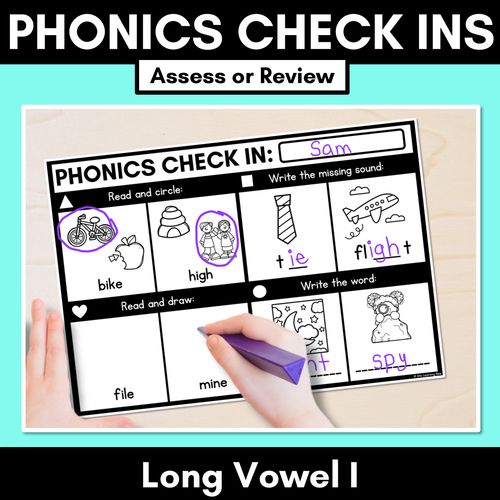 Resource preview 1 for PHONICS CHECK INS - Long Vowel I - No Prep Phonics Assessments 